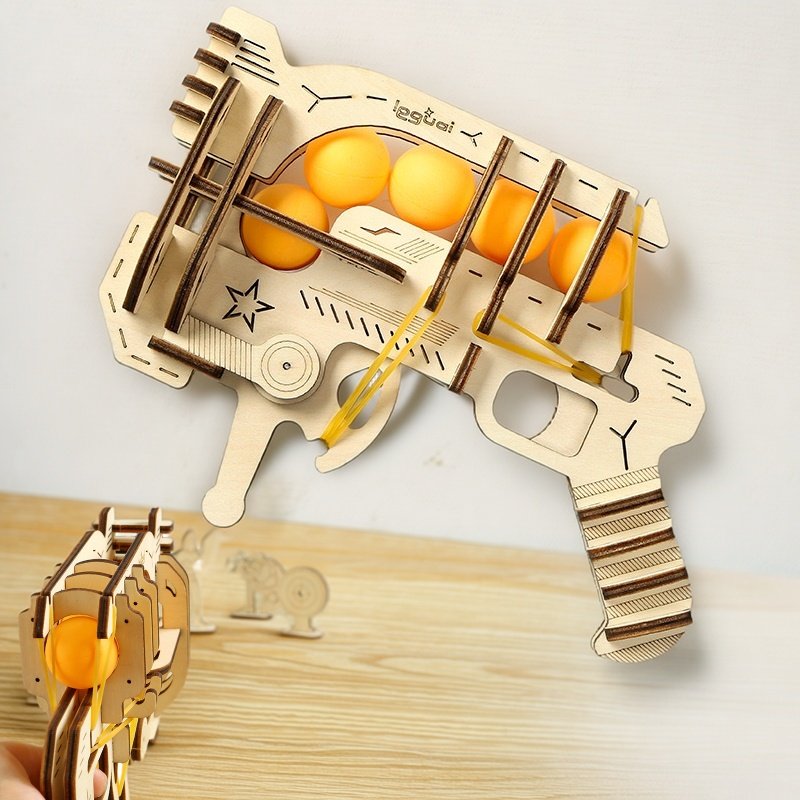 Table Tennis Grip - Wooden DIY Assembled Rubber Band Gun