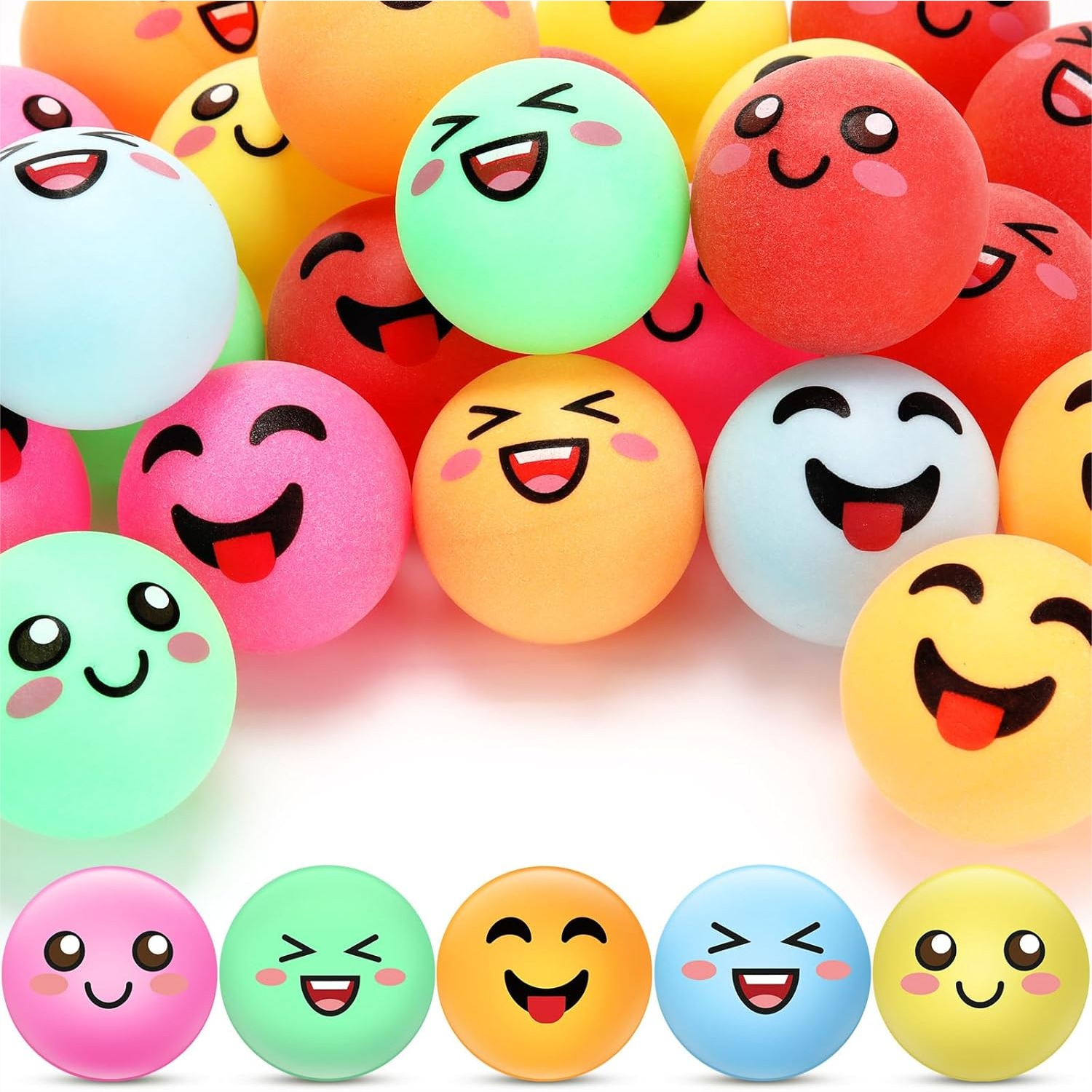 Table Tennis Reference - 24 PCS Funny Face Table Tennis