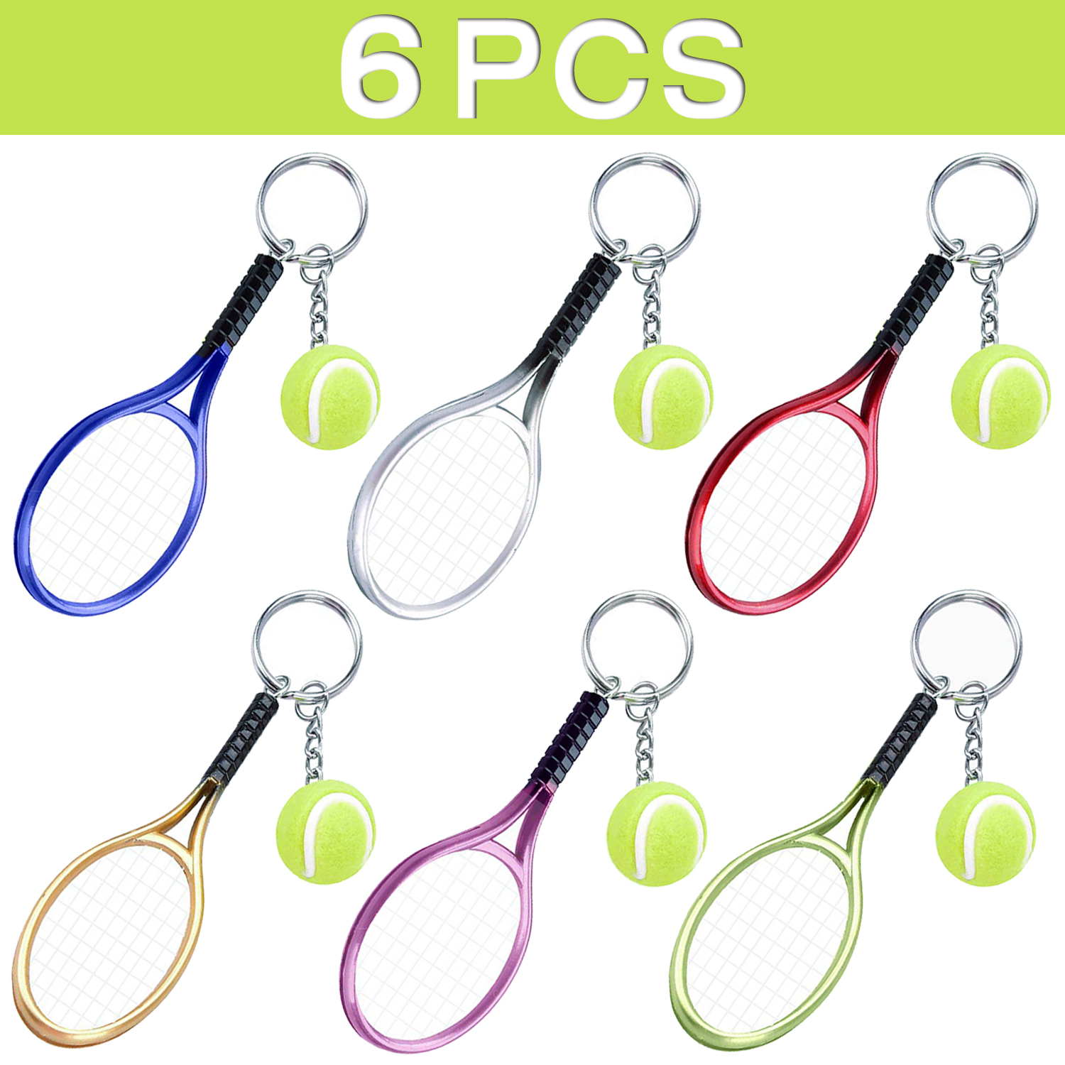 Table Tennis Keychain - 6Pcs Tennis Table Tennis Ping Pong