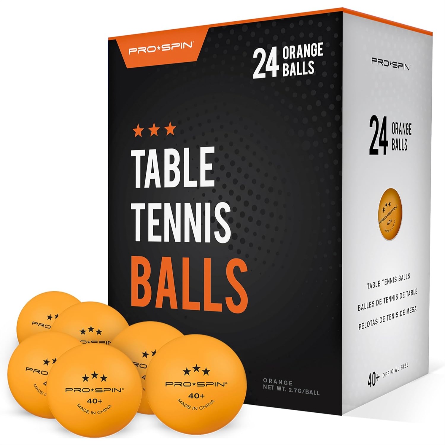Table Tennis Reference - 3-Star Ping Pong Balls Orange 40+