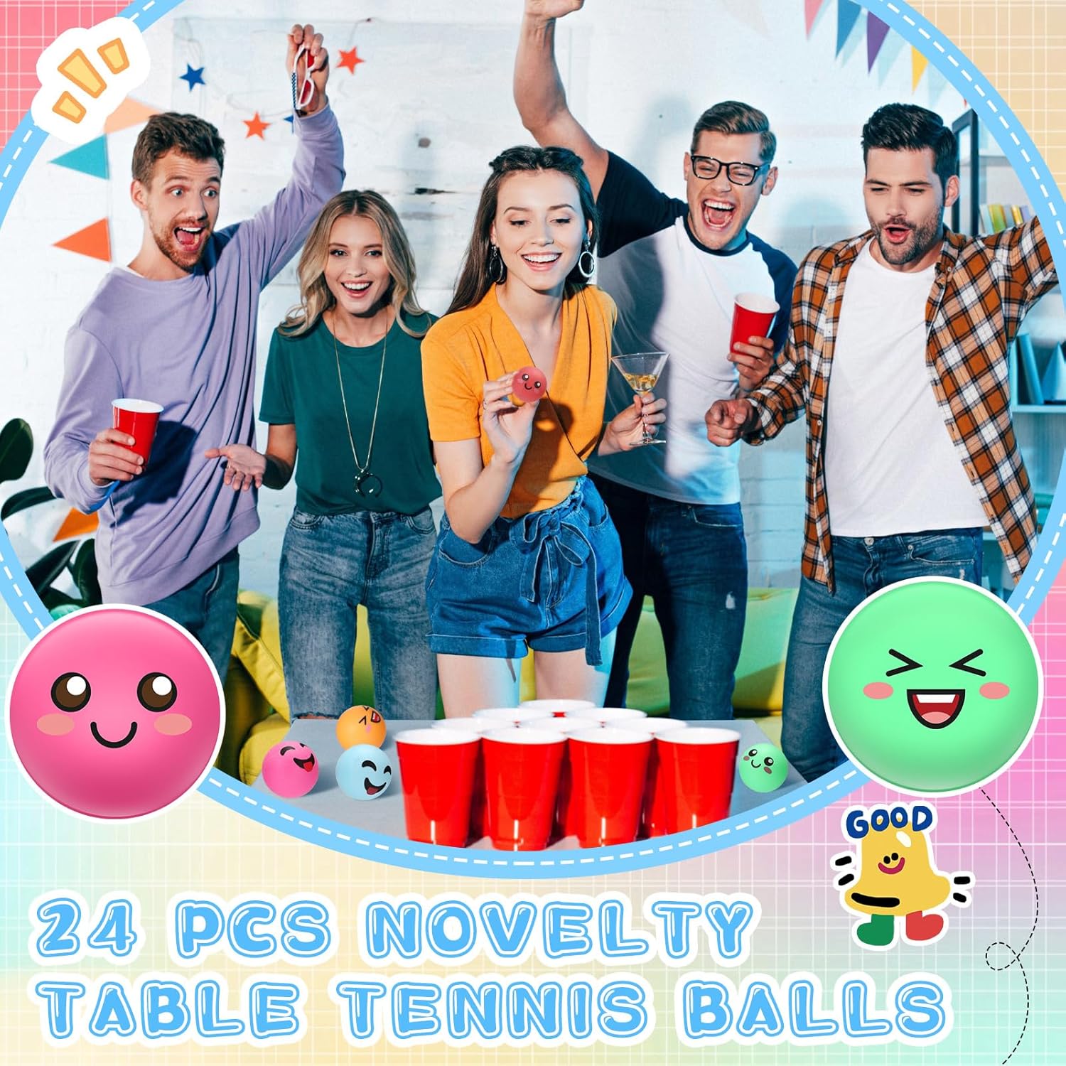 24 PCS Funny Face Table Tennis - Table Tennis Reference บทวิจารณ์และราคา
