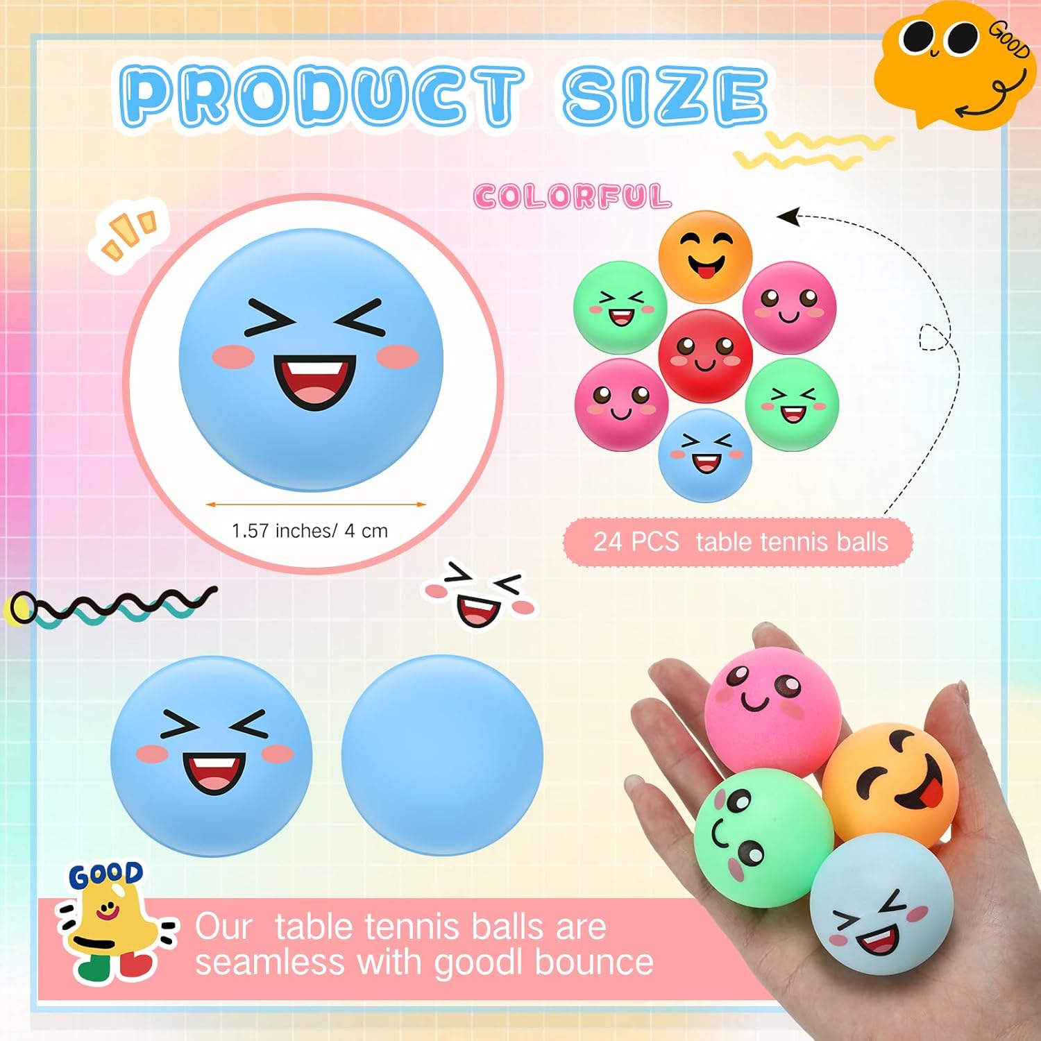 24 PCS Funny Face Table Tennis - Table Tennis Reference บทวิจารณ์และราคา