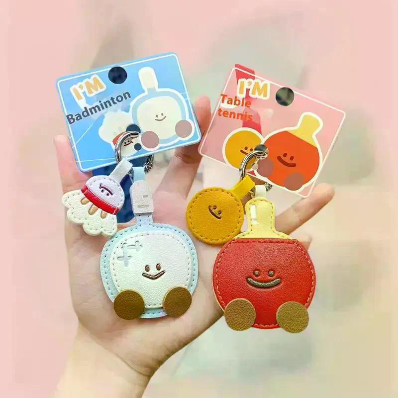 Cute Cartoon Leather Racket St - Table Tennis Keychain บทวิจารณ์และราคา